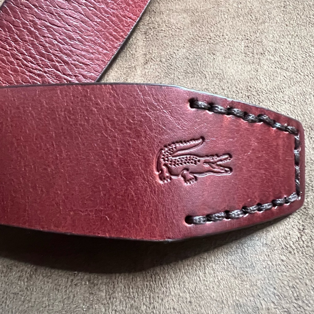 Lacoste Men’s Brown Wide Leather Belt, Size 42 - Picture 6 of 14